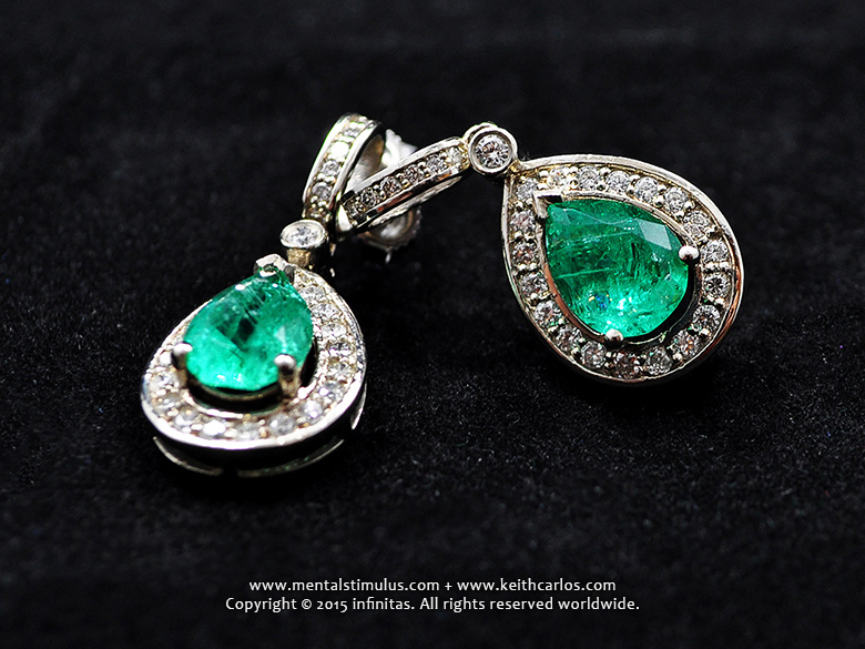 Olympic Gold Jewelry - Green Diamond Emerald Earrings 05